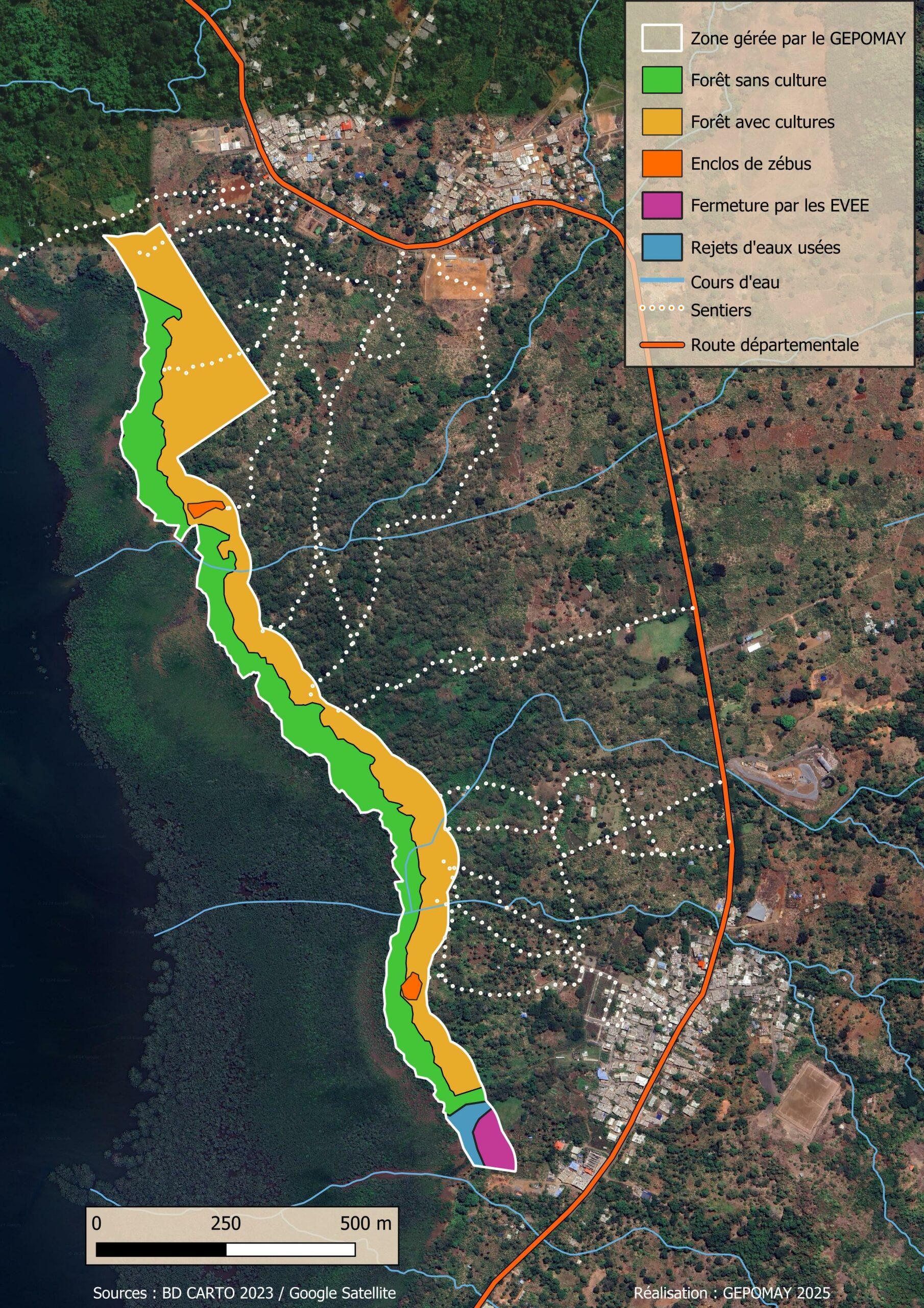 Cartographie des menaces de l’arrière-mangrove de la baie de Bouéni